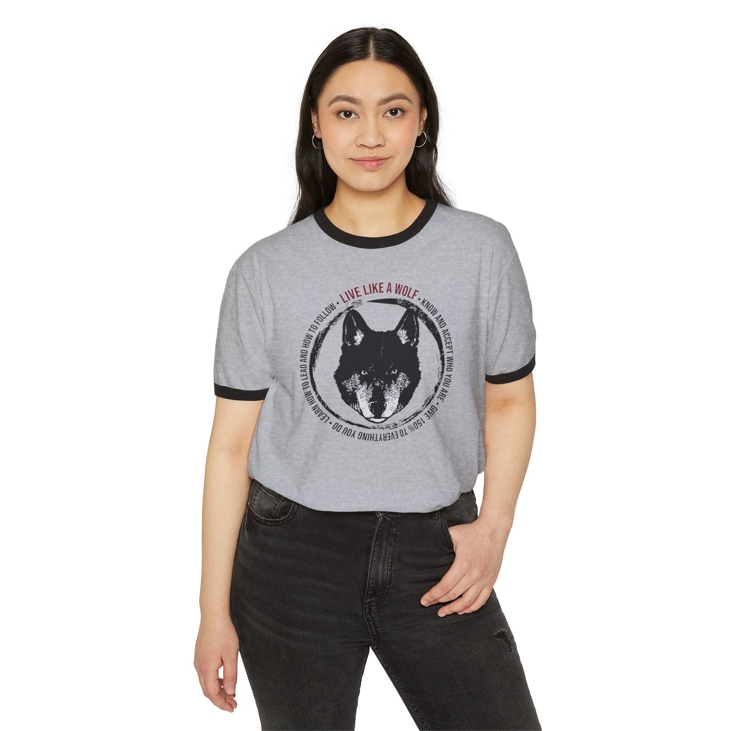 Live Like A Wolf Unisex Cotton Ringer T-Shirt