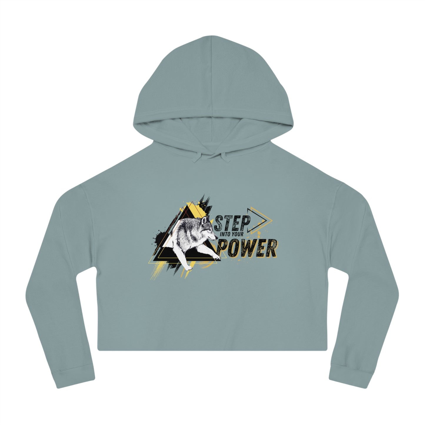 Step Into Your Power (Black/Yellow) Women’s Cropped Hooded Sweatshirt