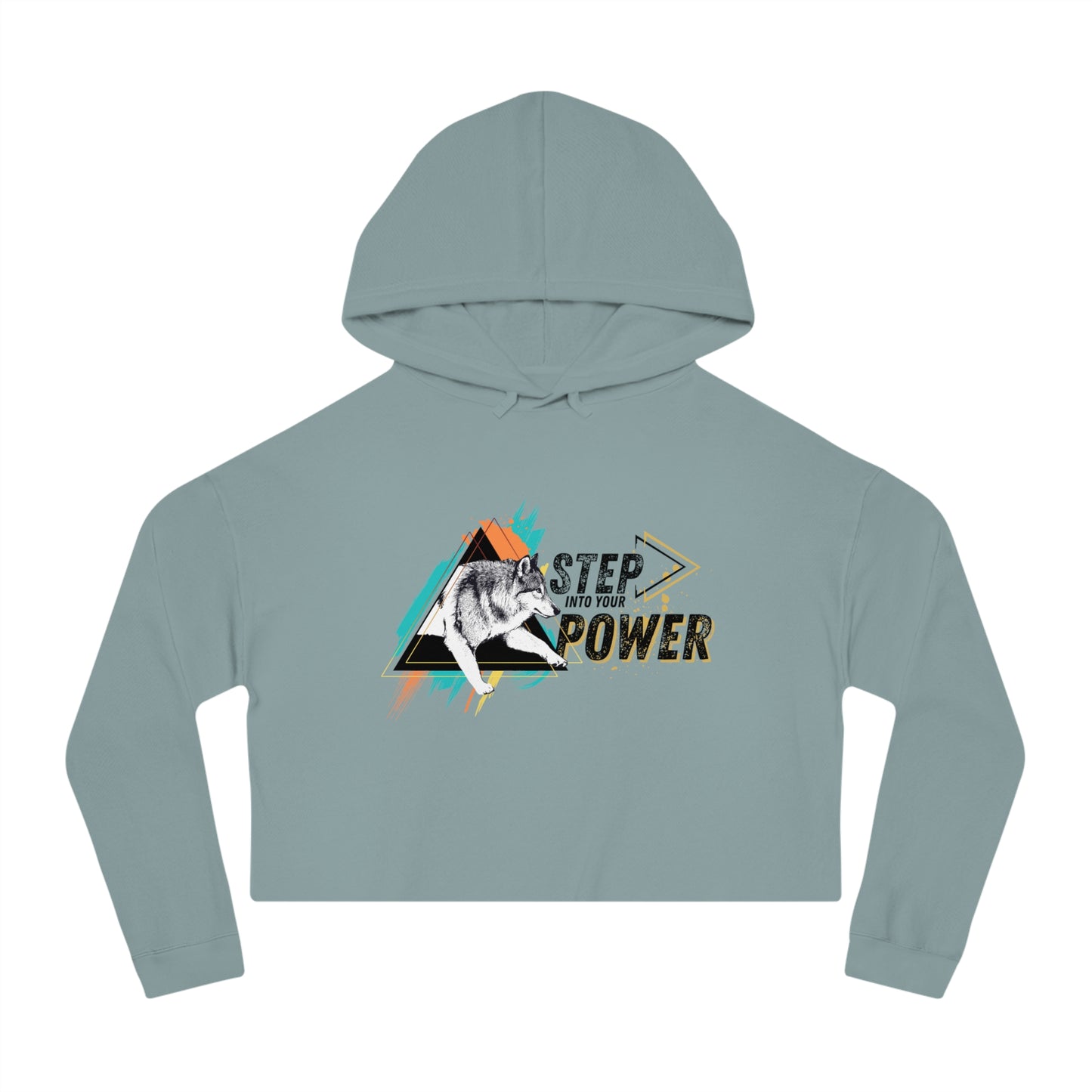 Step Into Your Power (Teal/Orange) Women’s Cropped Hooded Sweatshirt