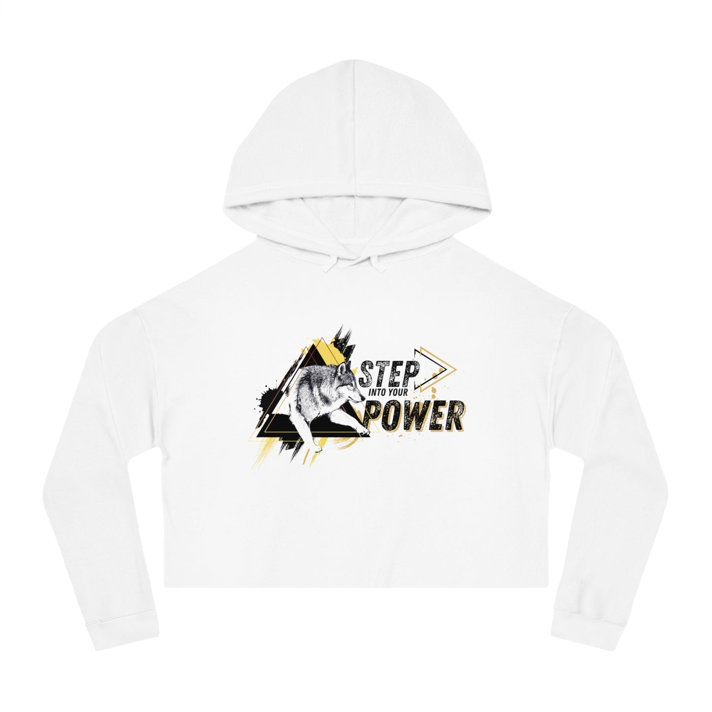 Step Into Your Power (Black/Yellow) Women’s Cropped Hooded Sweatshirt