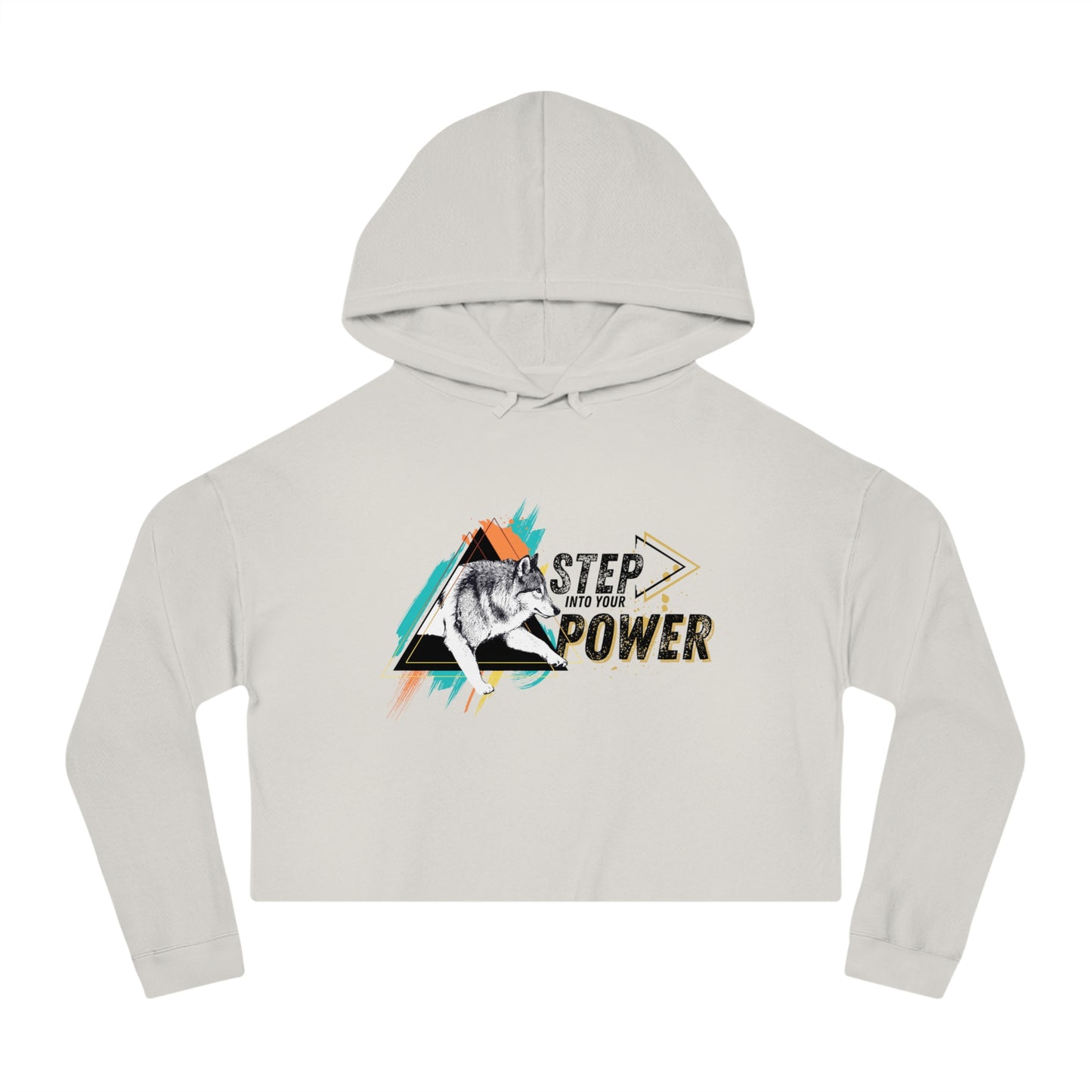 Step Into Your Power (Teal/Orange) Women’s Cropped Hooded Sweatshirt