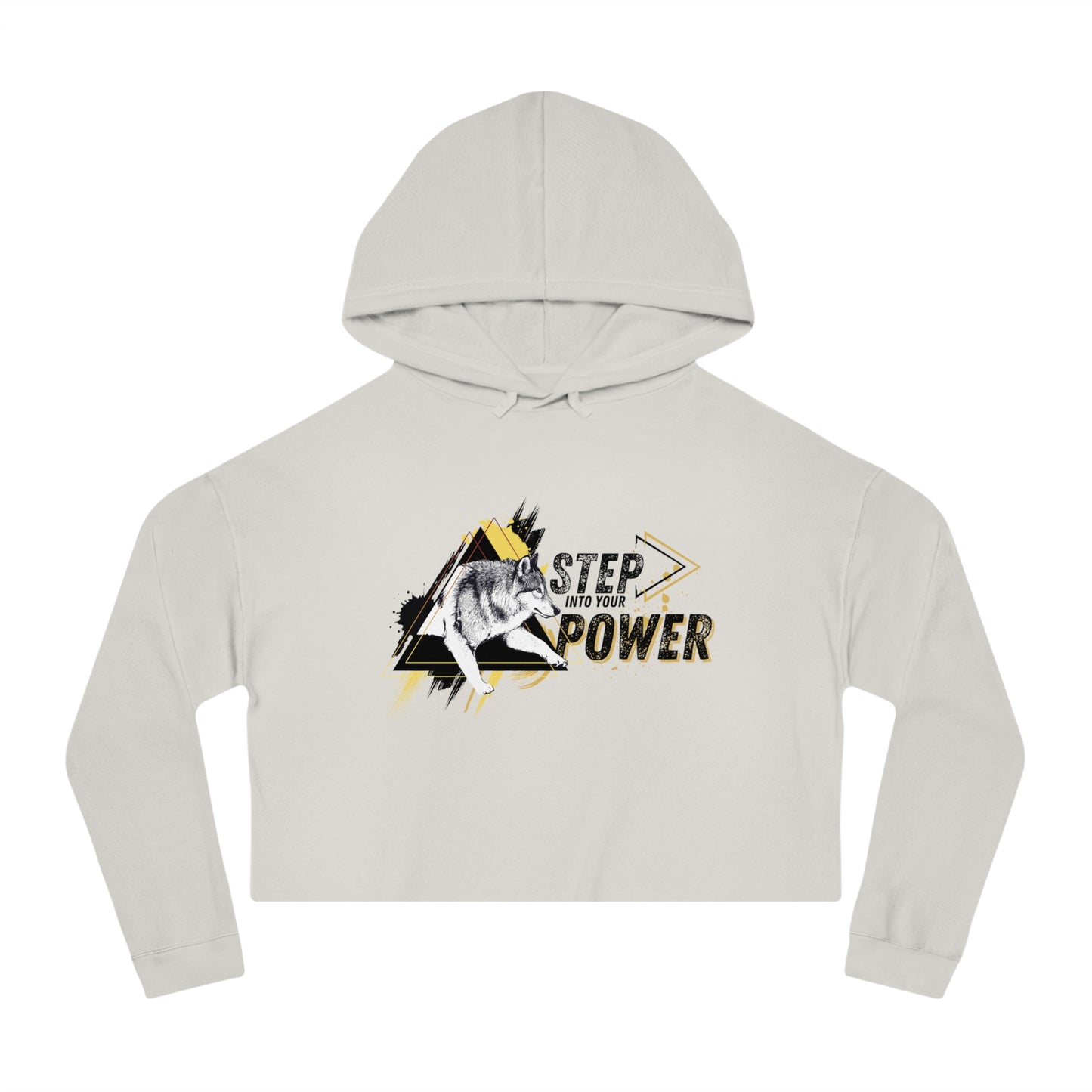 Step Into Your Power (Black/Yellow) Women’s Cropped Hooded Sweatshirt