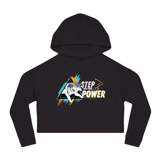 Step Into Your Power (Teal/Orange) Women’s Cropped Hooded Sweatshirt