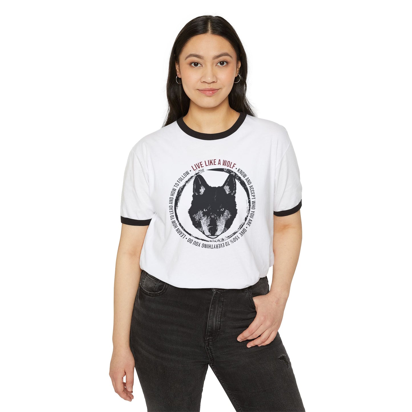 Live Like A Wolf Unisex Cotton Ringer T-Shirt