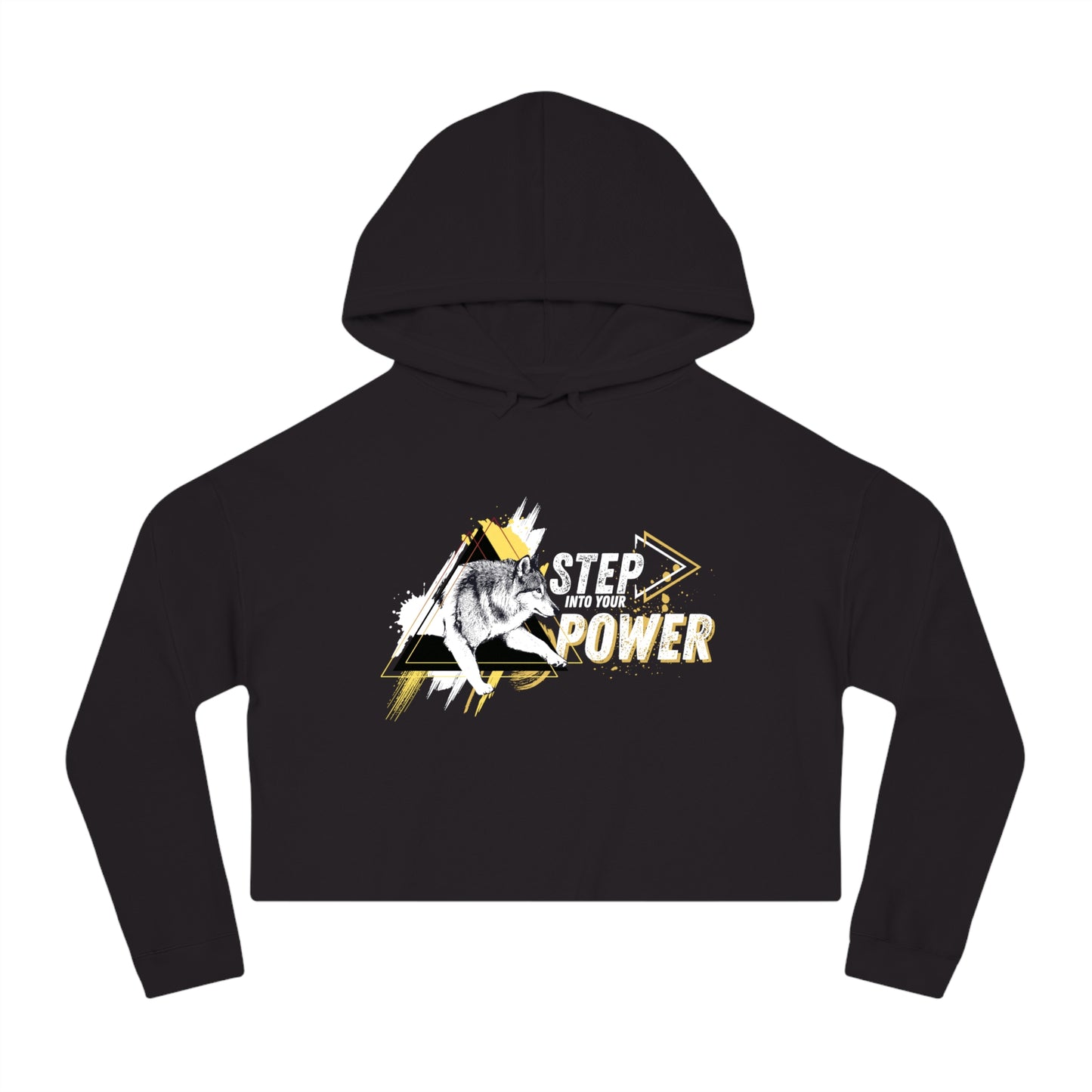 Step Into Your Power (Black/Yellow) Women’s Cropped Hooded Sweatshirt