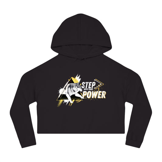 Step Into Your Power (Black/Yellow) Women’s Cropped Hooded Sweatshirt