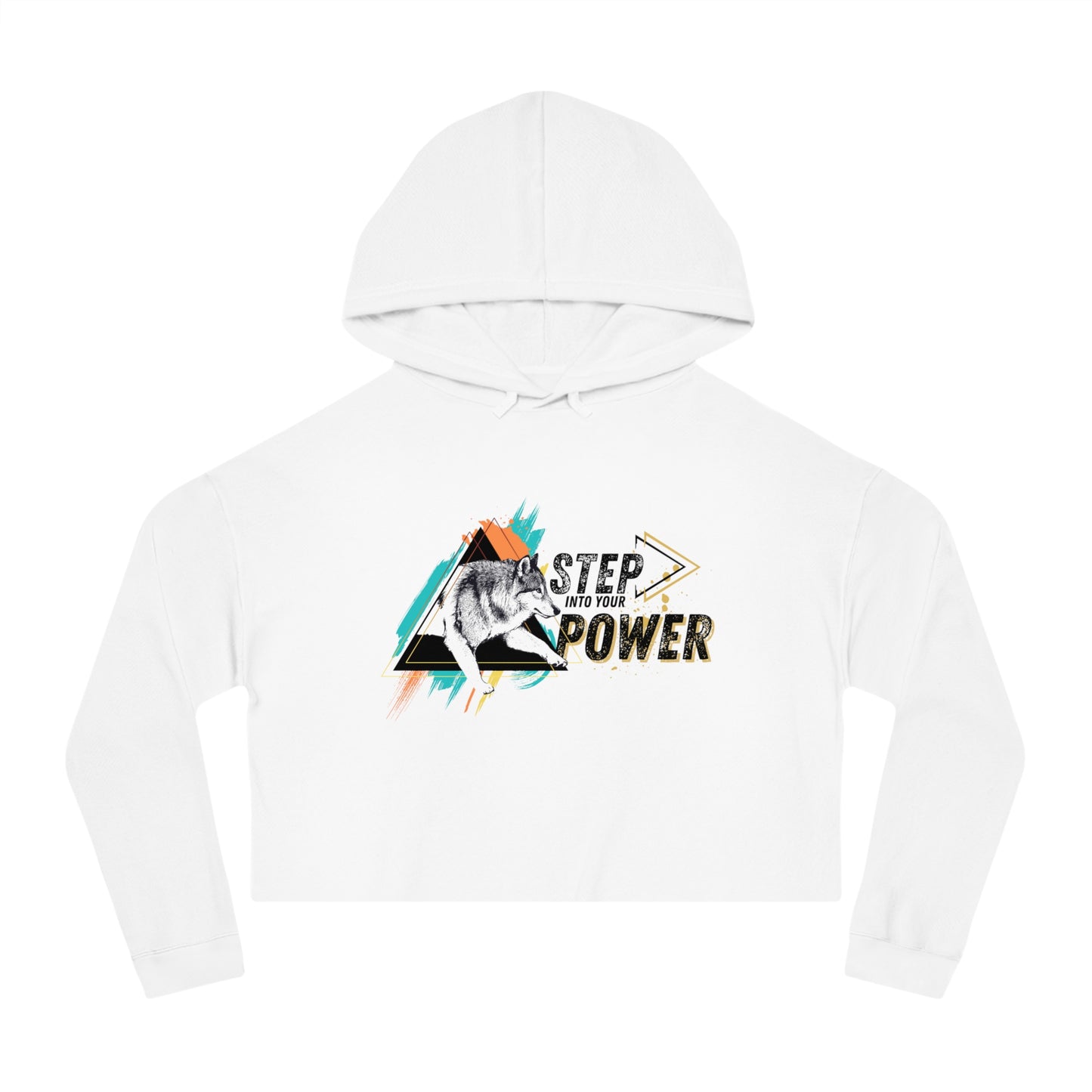 Step Into Your Power (Teal/Orange) Women’s Cropped Hooded Sweatshirt