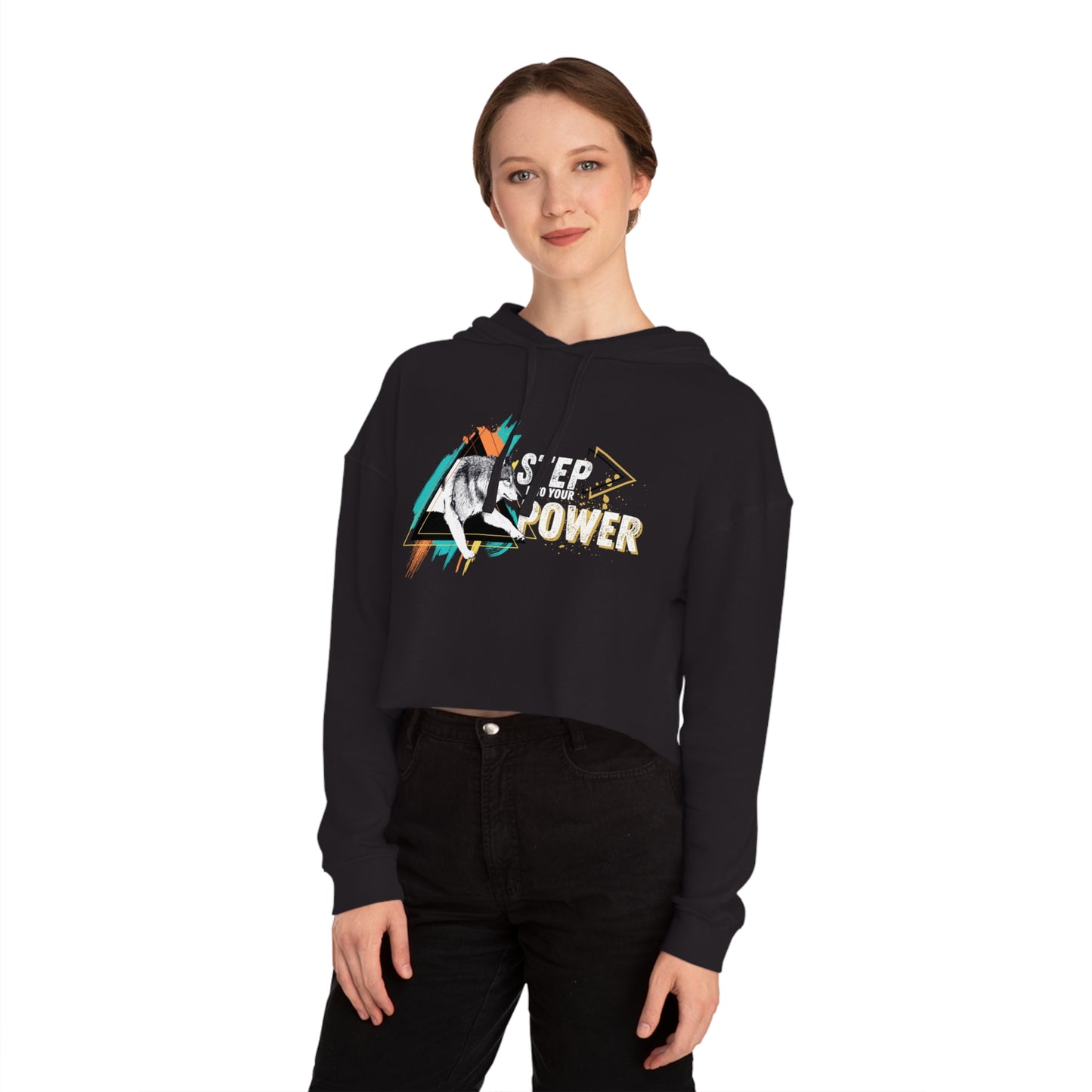 Step Into Your Power (Teal/Orange) Women’s Cropped Hooded Sweatshirt