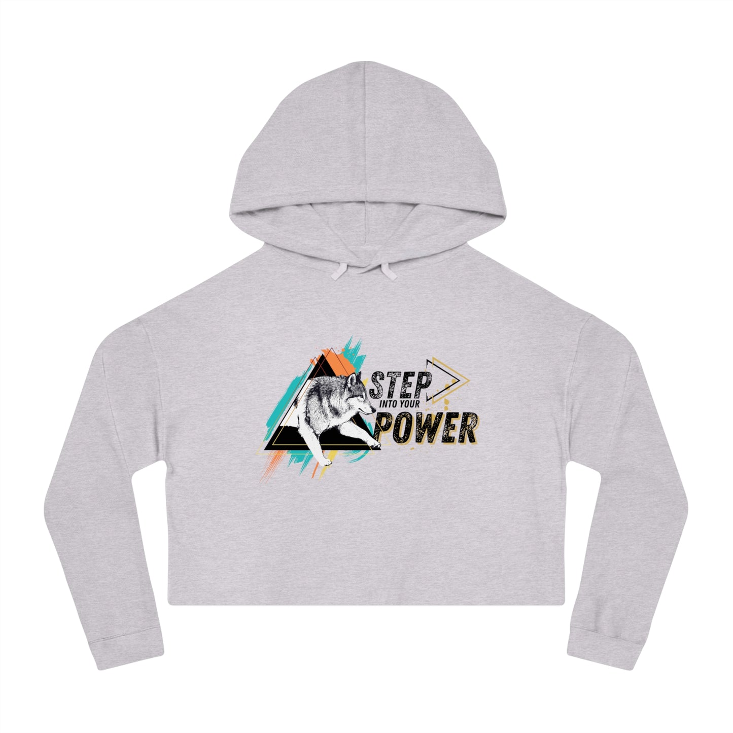 Step Into Your Power (Teal/Orange) Women’s Cropped Hooded Sweatshirt