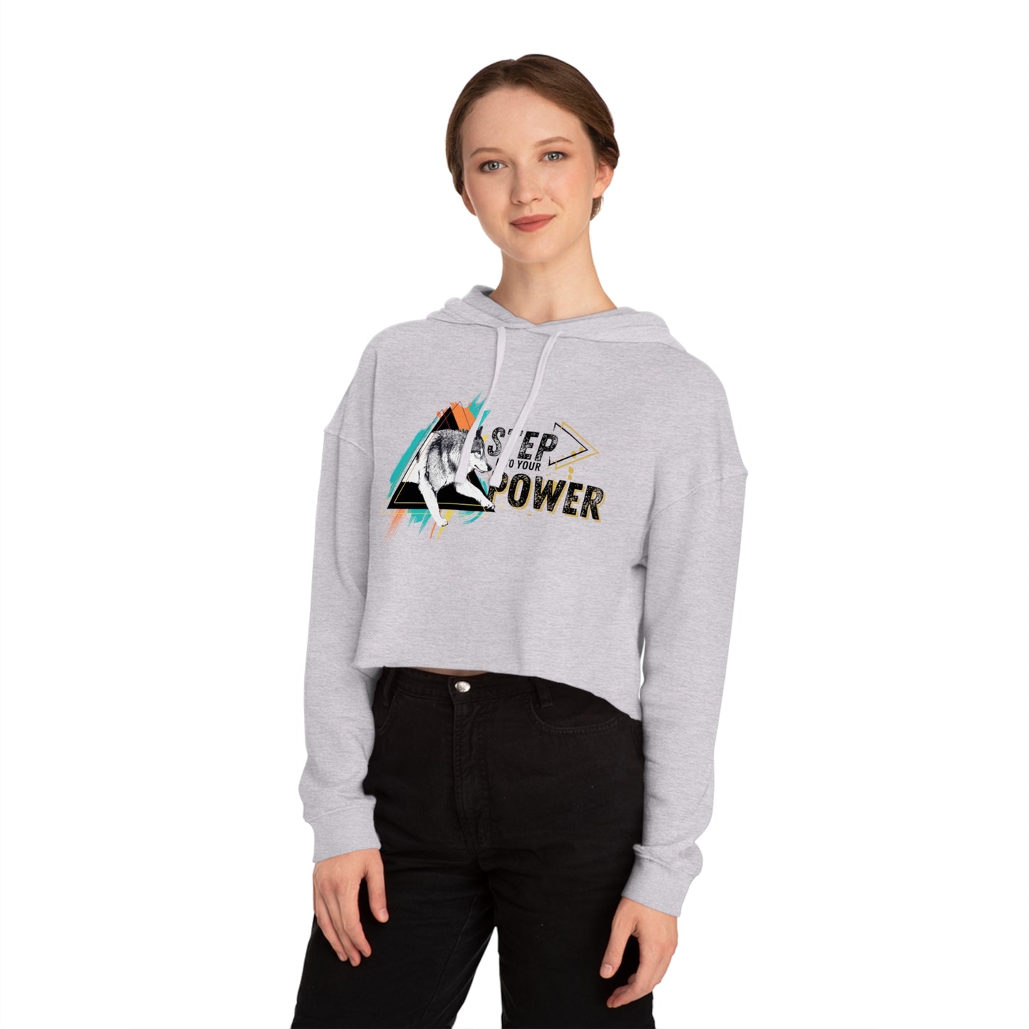 Step Into Your Power (Teal/Orange) Women’s Cropped Hooded Sweatshirt