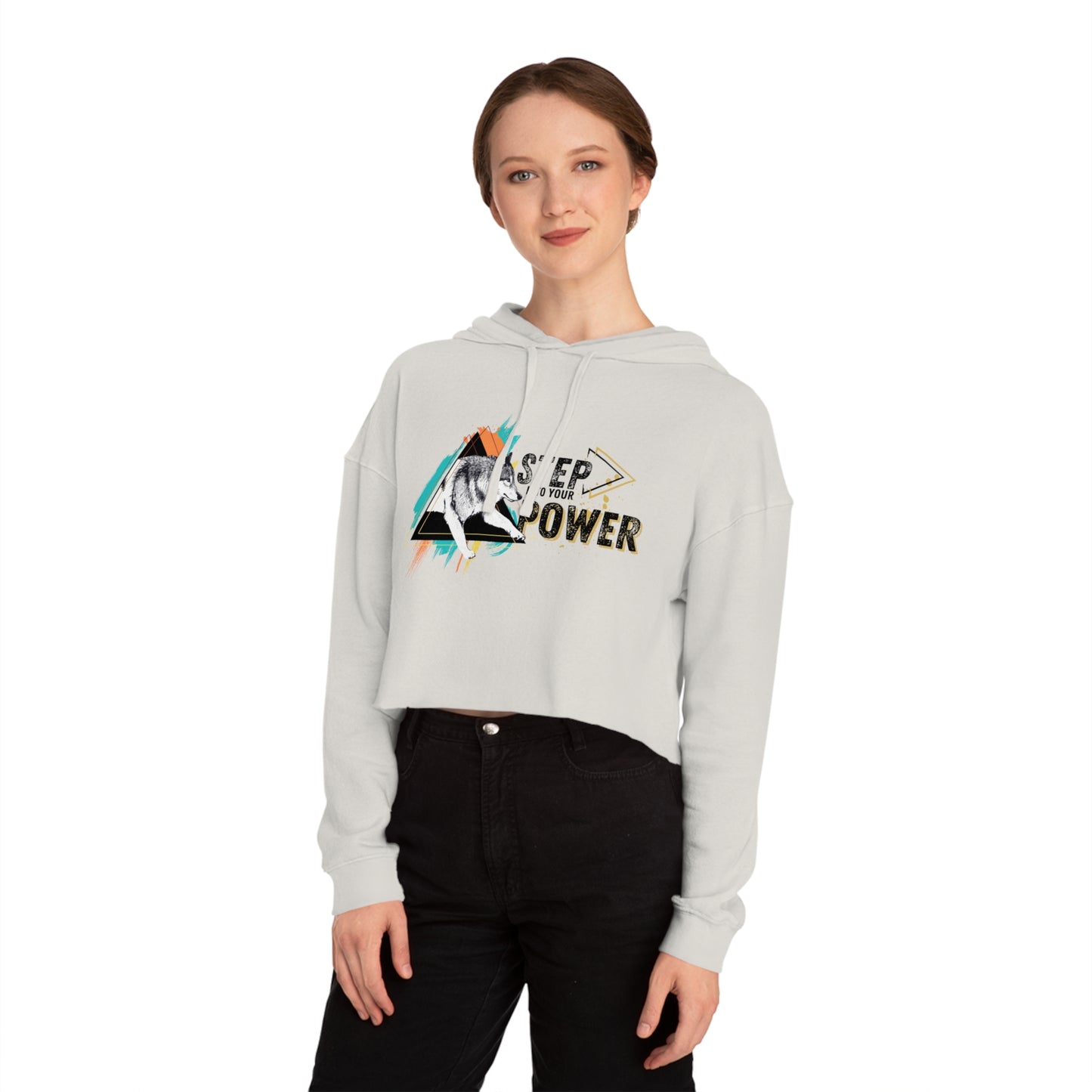 Step Into Your Power (Teal/Orange) Women’s Cropped Hooded Sweatshirt