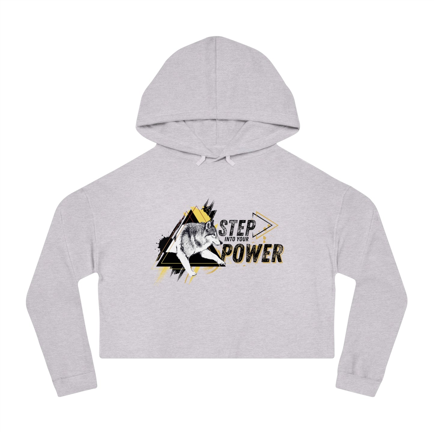 Step Into Your Power (Black/Yellow) Women’s Cropped Hooded Sweatshirt
